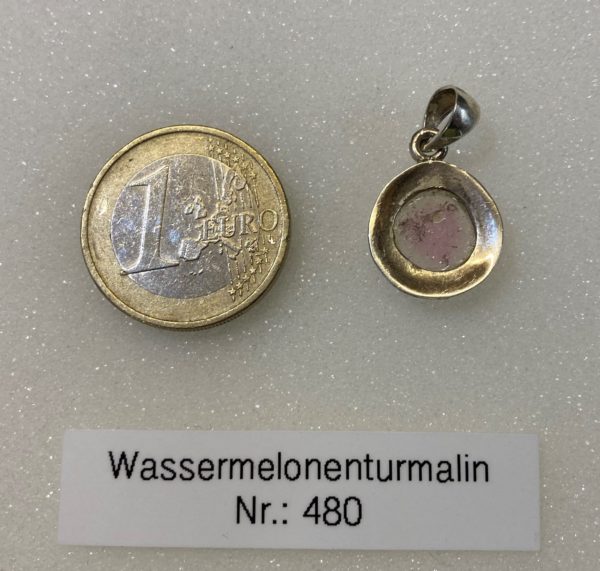 Wassermelonenturmalin Anhänger aus 925 Silber Kristallkeller Leogang